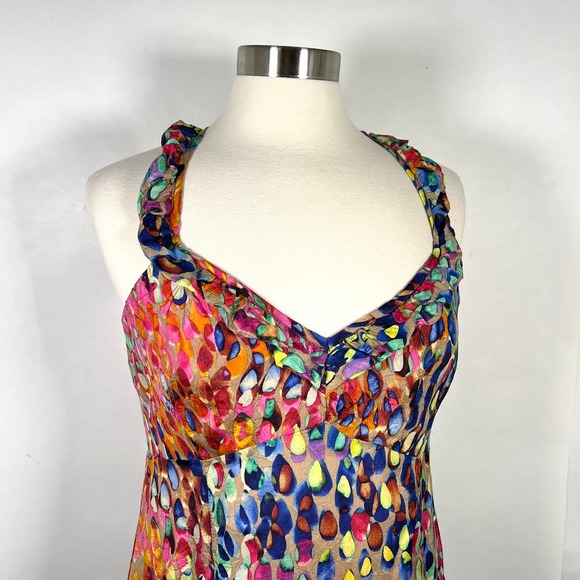 Nanette Lepore Multicolored Bright Raindrop Print A-Line Dress 8 Pink Orange - Picture 5 of 11